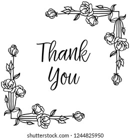 flowers with leafs in vector with thank you text