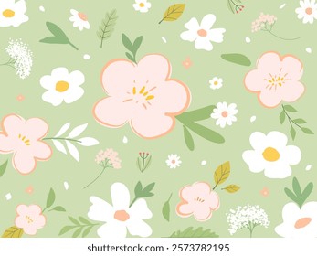 Flowers and leaf's wall art vector background. Foliage line art drawing with abstract shape. Abstract Plant Art design for print, cover, wallpaper, Minimal and natural wall art. Vector illustration.