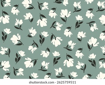 Flowers and leaf's wall art vector background. Foliage line art drawing with abstract shape. Abstract Plant Art design for print, cover, wallpaper, Minimal and natural wall art. Vector illustration.