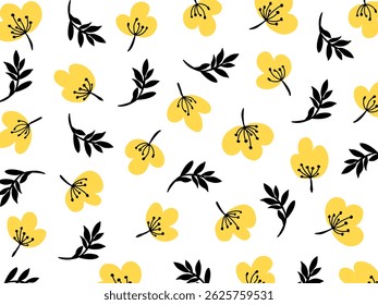 Flowers and leaf's wall art vector background. Foliage line art drawing with abstract shape. Abstract Plant Art design for print, cover, wallpaper, Minimal and natural wall art. Vector illustration.