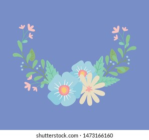 flowers and leafs wreath decoration