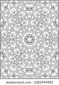 Flowers and leaves for background, coloring page, and print on product. Vector illustration.Black and white pattern. Mandala Coloring Pages. Mandala. Pattern Mandala Coloring Page.