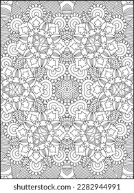 Flowers and leaves for background, coloring page, and print on product. Vector illustration.Black and white pattern. Mandala Coloring Pages. Mandala. Pattern Mandala Coloring Page.