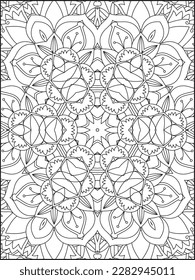 Flowers and leaves for background, coloring page, and print on product. Vector illustration.Black and white pattern. Mandala Coloring Pages. Mandala. Pattern Mandala Coloring Page.