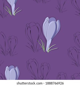 Flores con fondo de hojas. Ilustración de primavera.