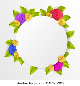 Flowers and leaves beautiful background or frame with blank copy space for text. - Vector.