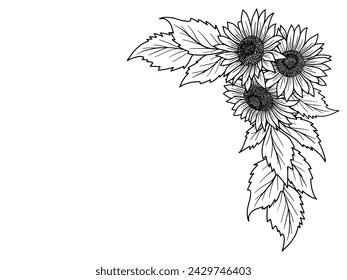 Flowers and Leaves Border Illustration