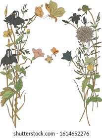 Flowers & leaves branch vector art
