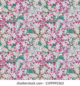 Flowers with leaves and chamomile with cornflowers on white, black and pink colors. Seamless background pattern. Vector - stock.