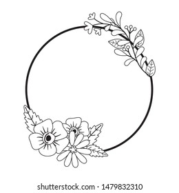 Flowers and leaves circle design