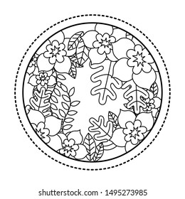 Flowers and leaves circle vector design