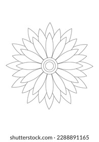  Flowers  Leaves Coloring page Adul and Flower Outline Illustration for Covering Book. Coloring book for kids and adults. 