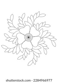 Flowers  Leaves Coloring page Adult.Contour drawing of a mandala on a white background.  Vector illustration Floral Mandala Coloring Pages, Flower Mandala Coloring Page, Coloring Page For Adul