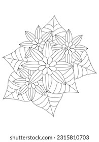 
   Flowers  Leaves Coloring page Adult.Contour drawing of a mandala on a white background.  Vector illustration Floral Mandala Coloring Pages, Flower Mandala Coloring Page, Coloring Page For Adul