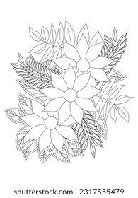 
   Flowers  Leaves Coloring page Adult.Contour drawing of a mandala on a white background.  Vector illustration Floral Mandala Coloring Pages, Flower Mandala Coloring Page, Coloring Page For Adul