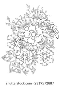 

   Flowers  Leaves Coloring page Adult.Contour drawing of a mandala on a white background.  Vector illustration Floral Mandala Coloring Pages, Flower Mandala Coloring Page, Coloring Page For Adul  