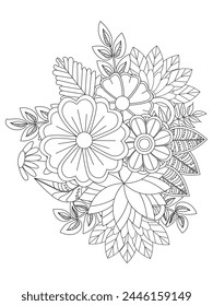 Flowers Leaves Coloring page Adult.Contour drawing of a mandala on a white background. Vector illustration Floral Mandala Coloring Pages, Flower Mandala Coloring Page, Coloring Page For Adul