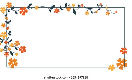 Flowers and leaves in dark blue and orange. Some graphic elements for your own project.. 