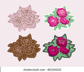Flowers and Leaves decorative doodle