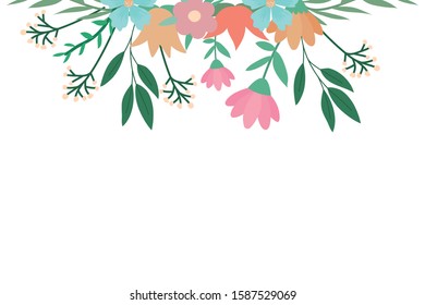 Flowers and leaves design, floral nature plant ornament garden decoration and botany theme Vector illustration