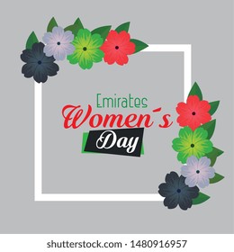 flowers and leaves design over blue background