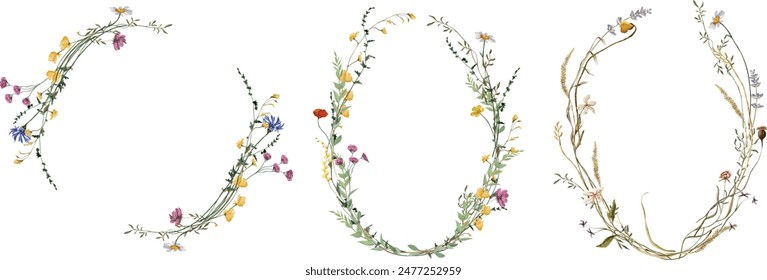 Flowers and leaves digital illustration, floral botanical design, watercolor hand painting. Perfectly for printing, sublimation.