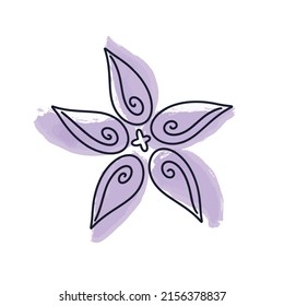 Flores y hojas en forma de doodle, ilustración vectorial