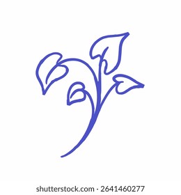 flowers leaves drawing with line art vector design isolated on white background