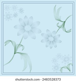 flowers and leaves drawing from multiple lines