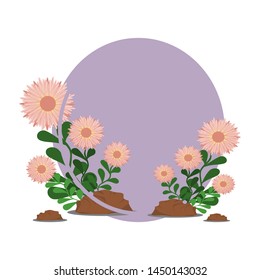 Flowers and leaves to the floor frame shapes on a white background