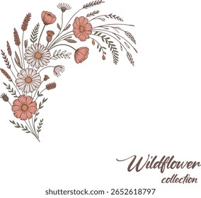 Elementos de diseño florales de flores y hojas.
