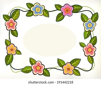 Flowers and leaves as a frame