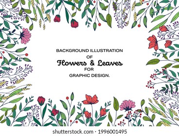 Flowers and leaves frame background design