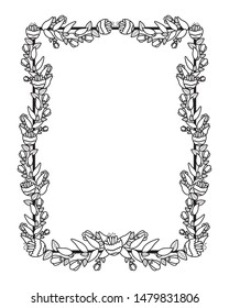 Flowers and leaves frame design