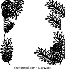 Flowers and leaves frame silhouette design