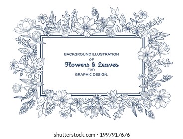 Flowers and leaves frame template