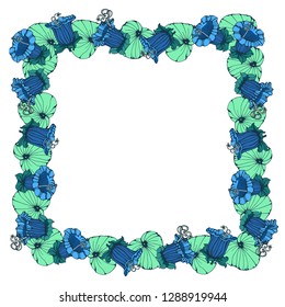 flowers and leaves, frame vector illustration hand drawing