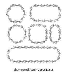 flowers and leaves frames line illustration