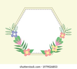 flowers leaves geometric frame template