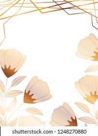 flowers with leaves and geometrical lines isolated icon