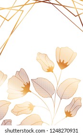 flowers with leaves and geometrical lines isolated icon