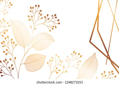 flowers with leaves and geometrical lines isolated icon