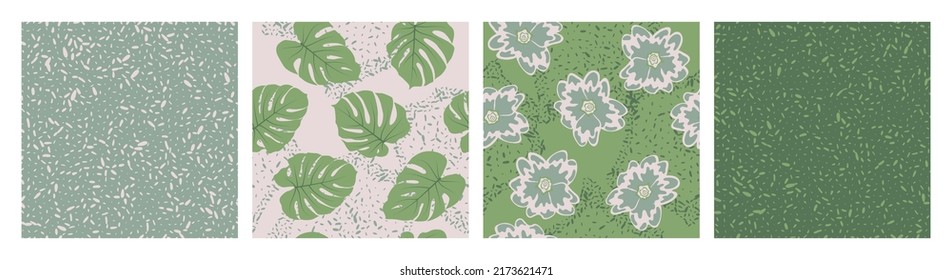 Flowers Leaves Grain Texture Seamless Pattern Stock Vector (Royalty ...