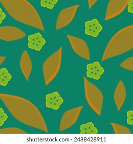 Flowers and Leaves Green Pattern. Can be used as Cushion pattern or cover, Fabric Pattern, Curtain pattern, Gift wraps, Wallpaper, Decoration etc.