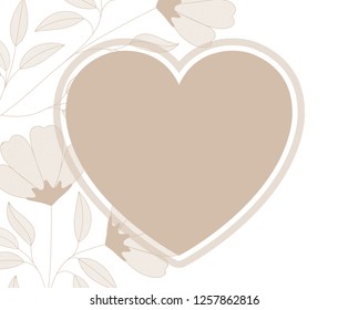 flowers with leaves and heart isolated icon