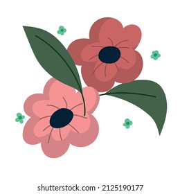flowers and leaves icon isolated