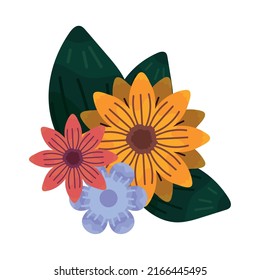 flowers and leaves icon isolated