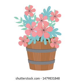 Flowers and leaves inside barrel vector design