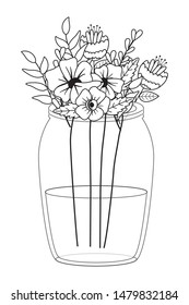 Flowers and leaves inside vase vector design