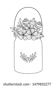 Flowers and leaves inside vase vector design